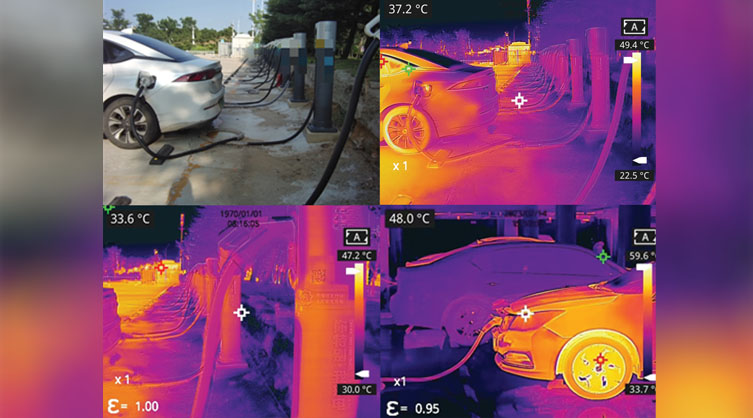 Thermal imaging camera to monitor the safety of EV charging stations