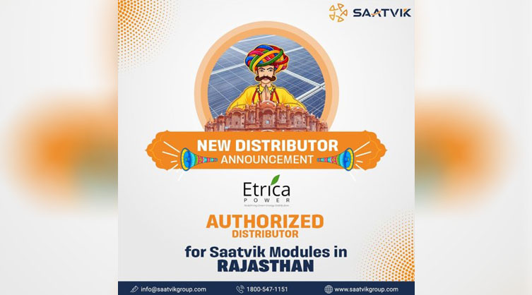 Saatvik announces Etrica Power as its distributor in the Rajasthan region